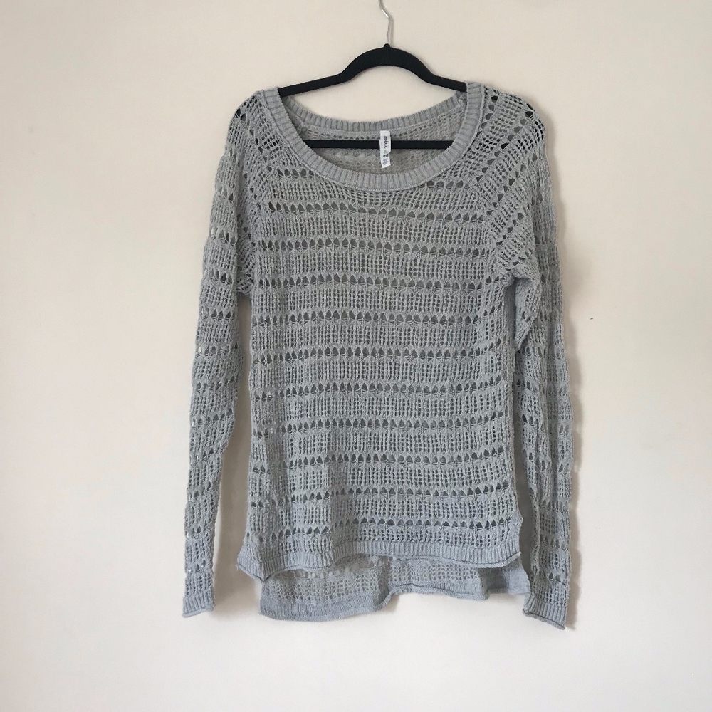 Tunic Length Sweater with Crochet holes